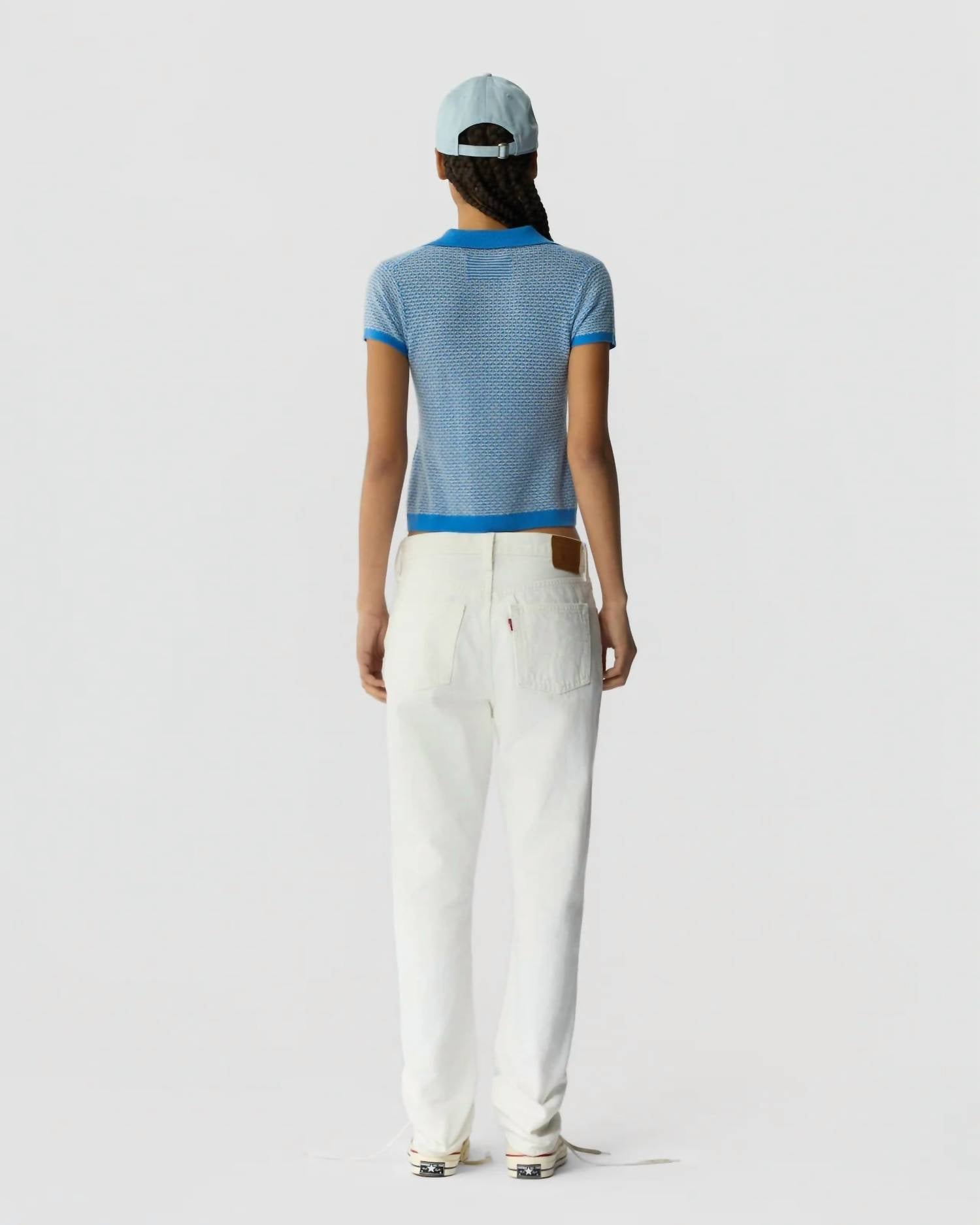 Guest In Residence Pique Shrunken Polo in residence pique shrunken polo in sail combo - women's blouse - view 4
