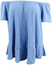 Ny Collection - Women's Eyelet Off-the-shoulder Peasant Top - Plus