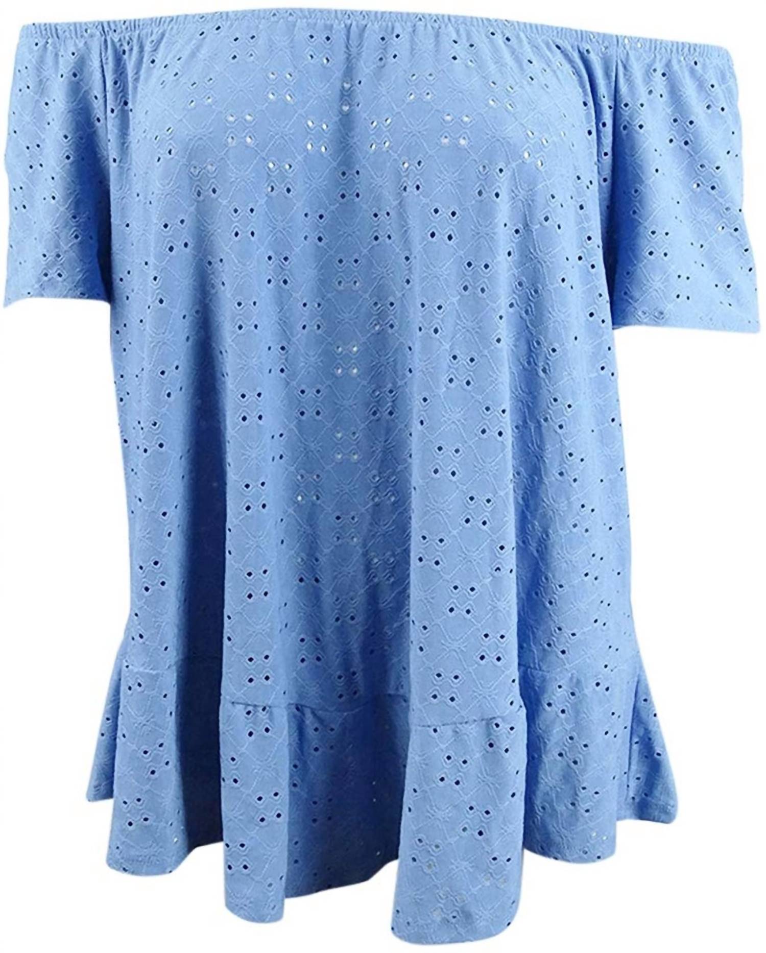 Ny Collection - Women's Eyelet Off-the-shoulder Peasant Top - Plus