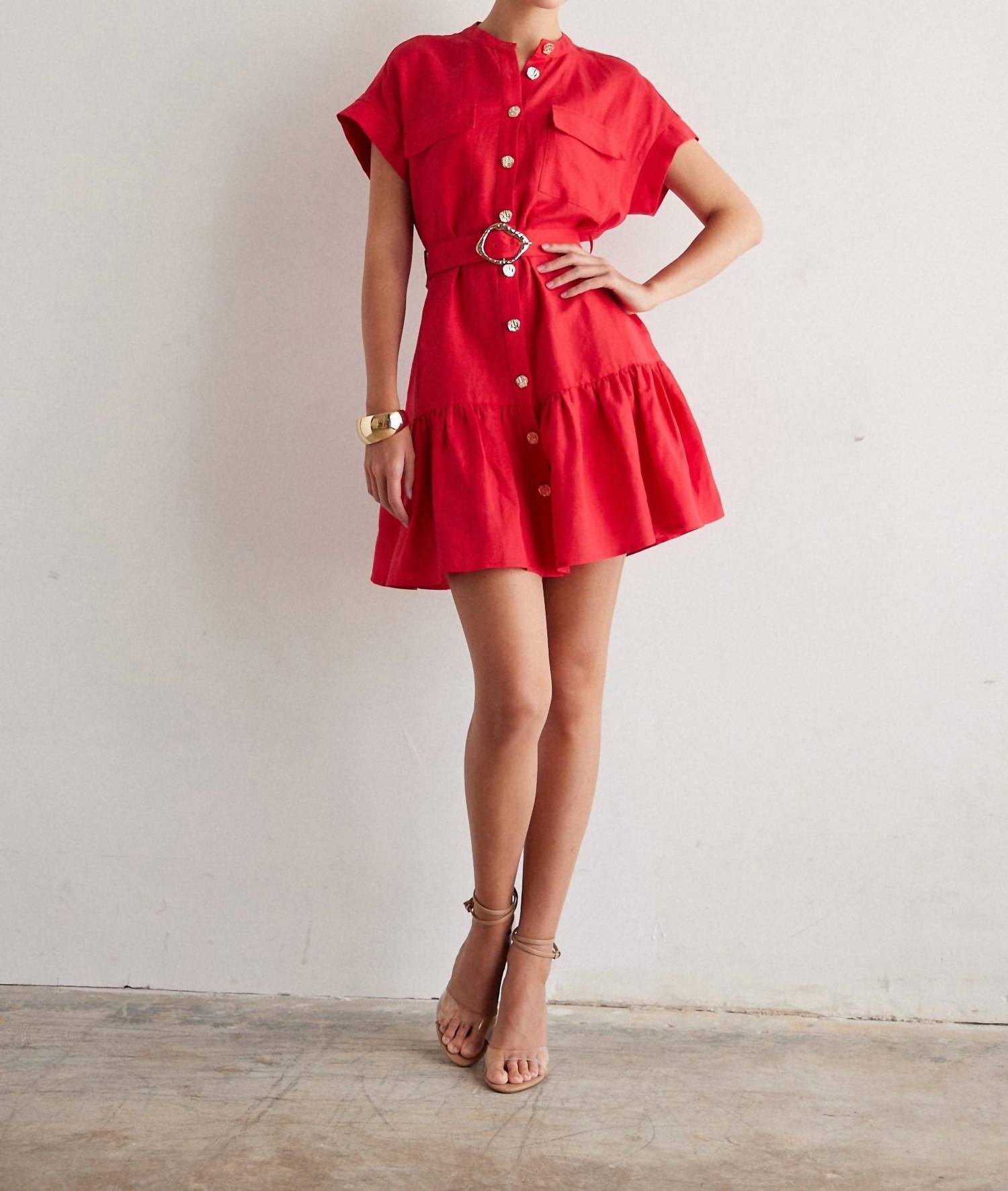 js71 Albany Mini Dress in red - women's dress