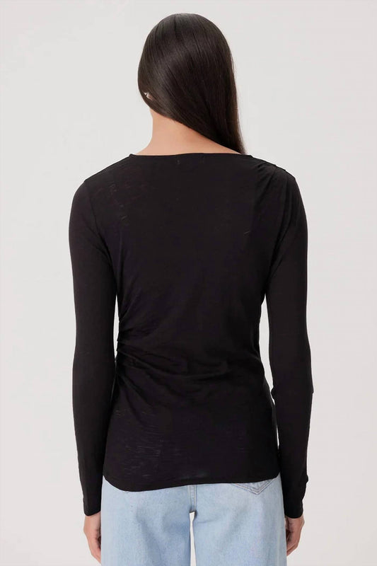 Goldie - Long Sleeve Drape Shoulder Side Top