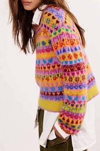 Free People Favorite Things Long Sleeve Sweater in bright confetti combo 1 - women's sweater - view 6