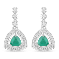 Diana M Jewels Women's Trillion Natural Zambian Emerald Stud Earrings (1.39 Ct) - Petite in 14k white gold - women's jewelry