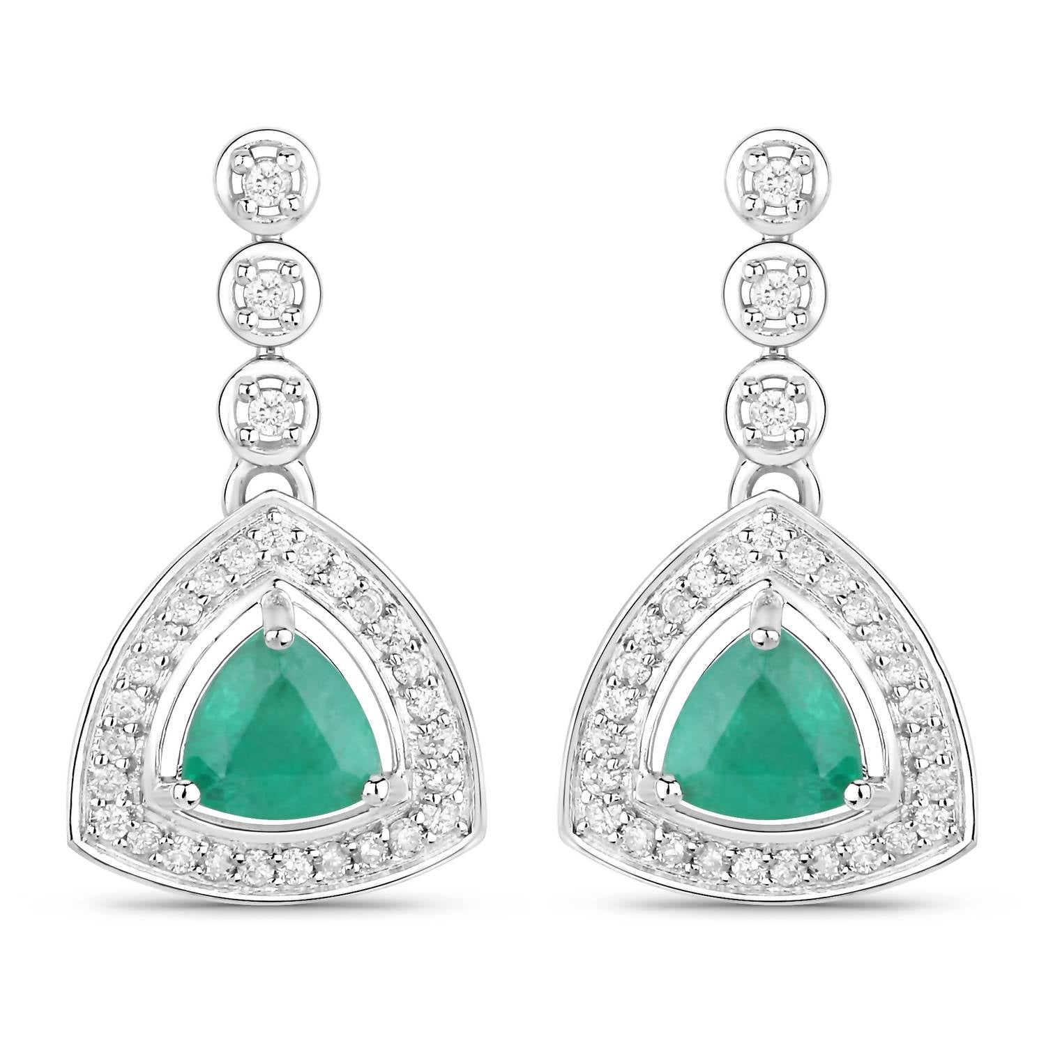 Diana M Jewels Women's Trillion Natural Zambian Emerald Stud Earrings (1.39 Ct) - Petite in 14k white gold - women's jewelry