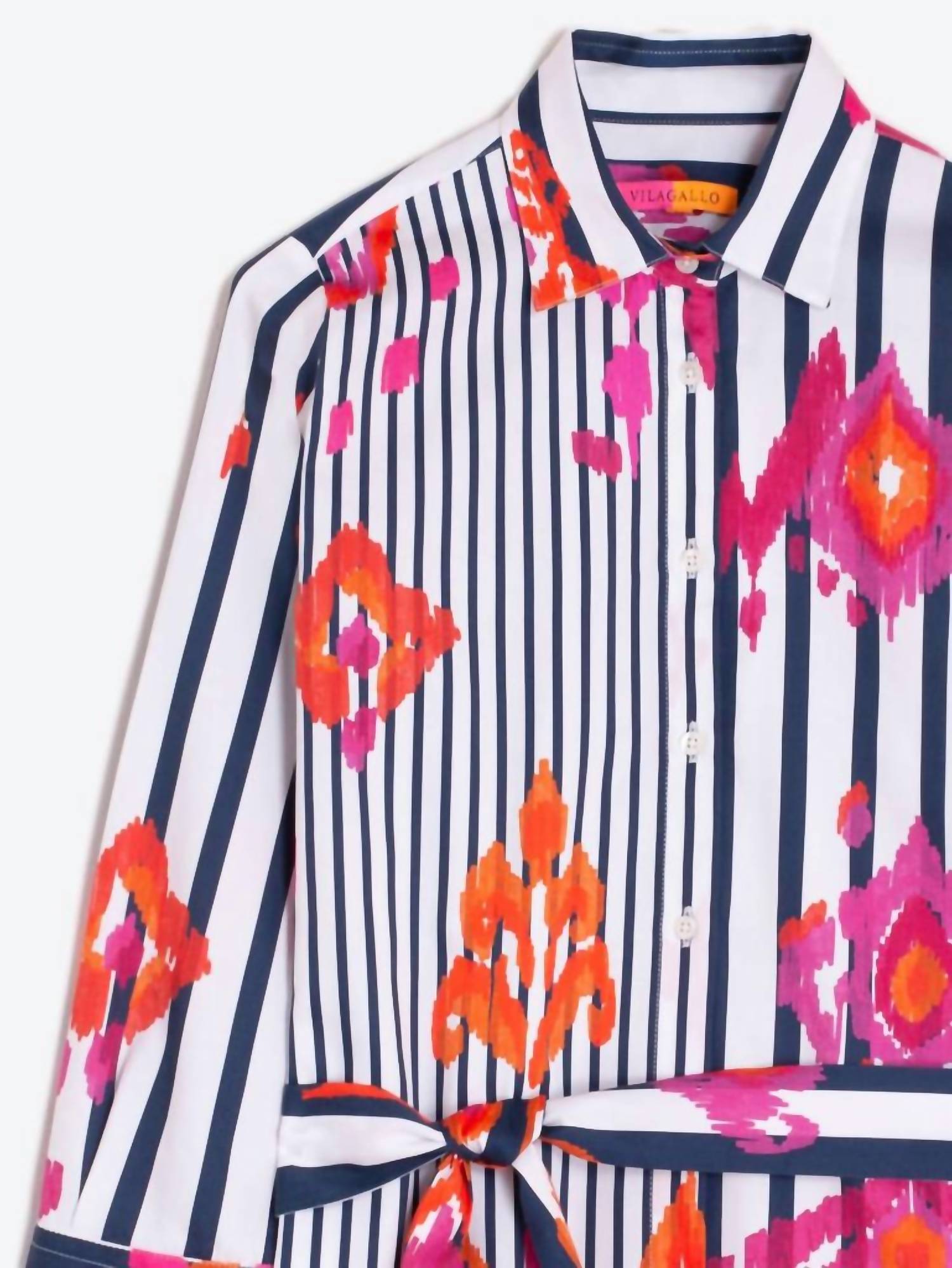 Vilagallo Dover Dress in ikat rosa naranja raya - women's dress - alternate view