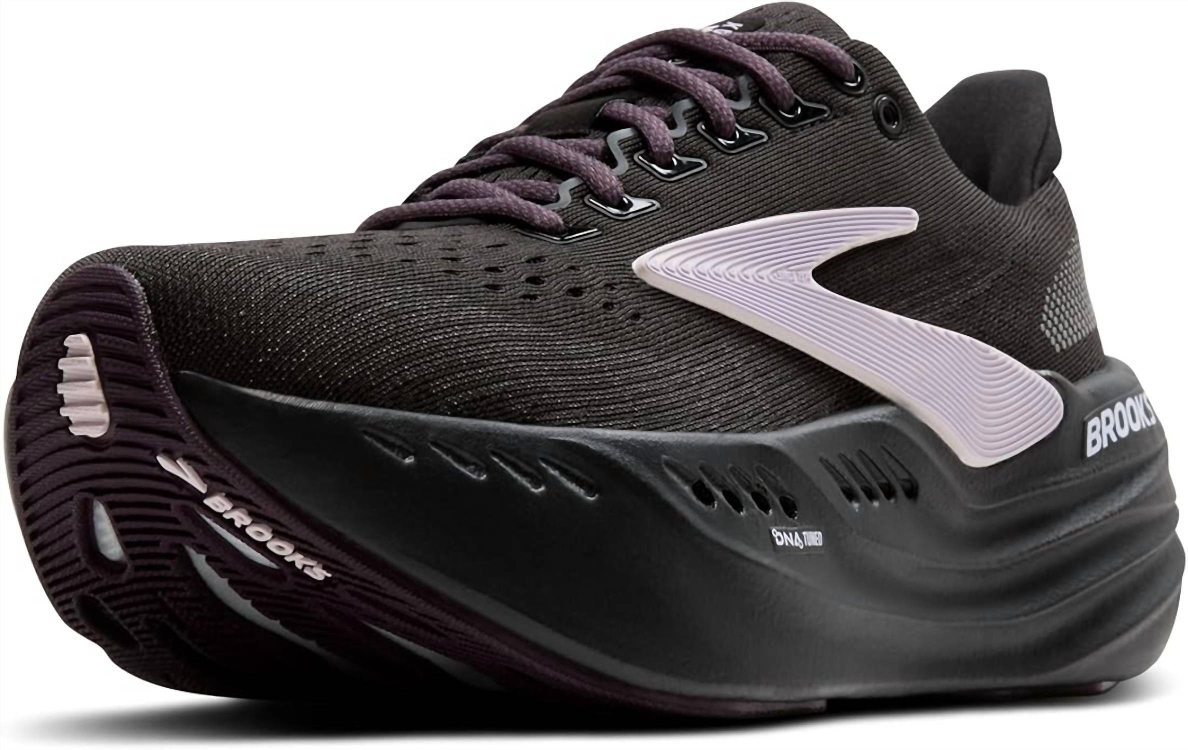 BROOKS Women's Glycerin Max Running Shoes in black orchid ice grey - women's shoe - detail view