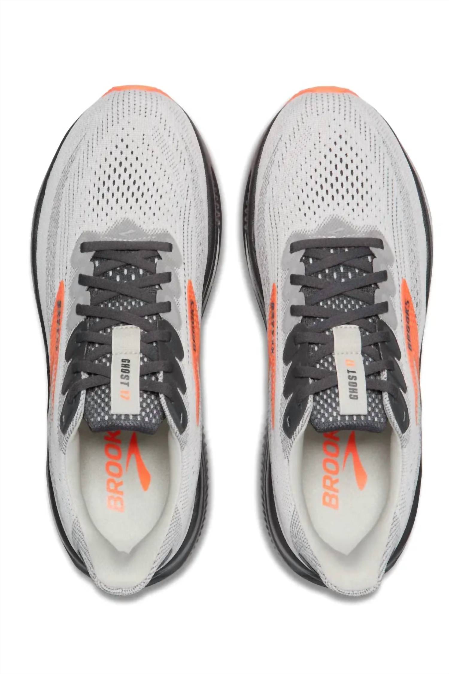 BROOKS Men's Ghost 17 Running Shoe in oyster mushroom orange ebony 1 - men's shoe - view 4