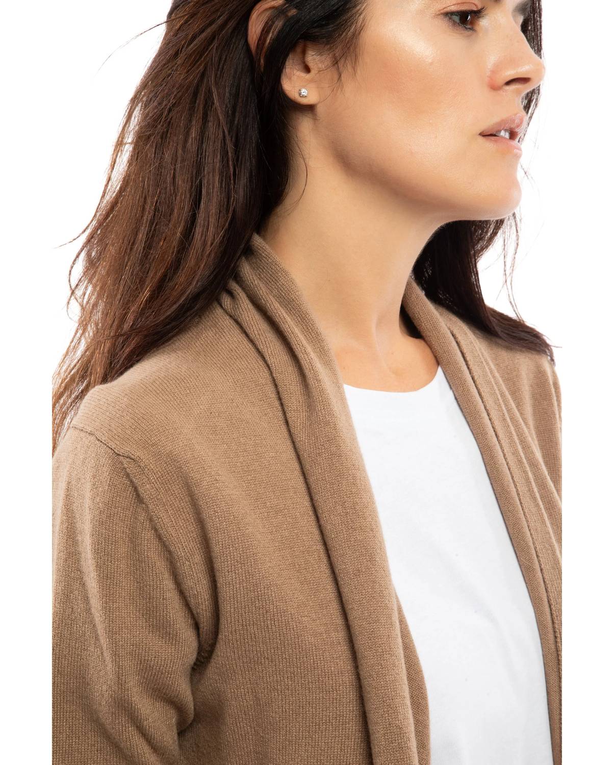 Monticelli Cashmere - Women's Pure Cashmere Long Open Front Cardigan