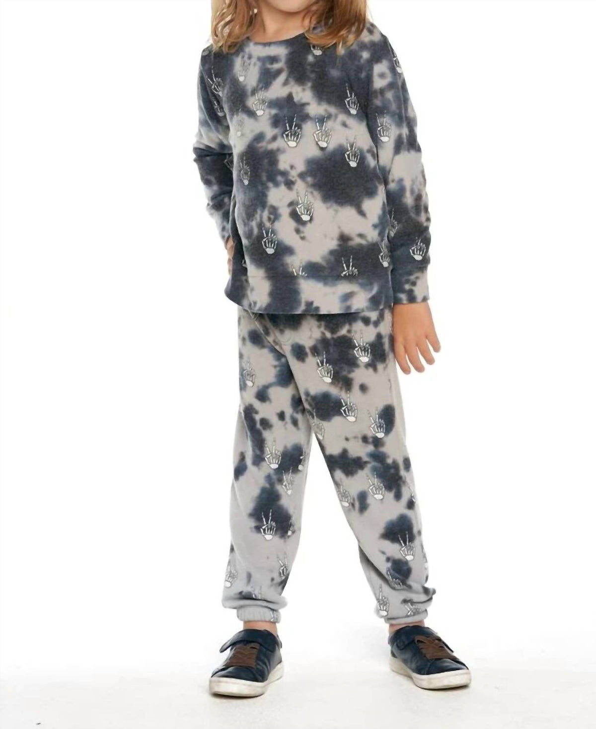 Chaser - Tie Dye Skeleton Peace Hacci Pullover