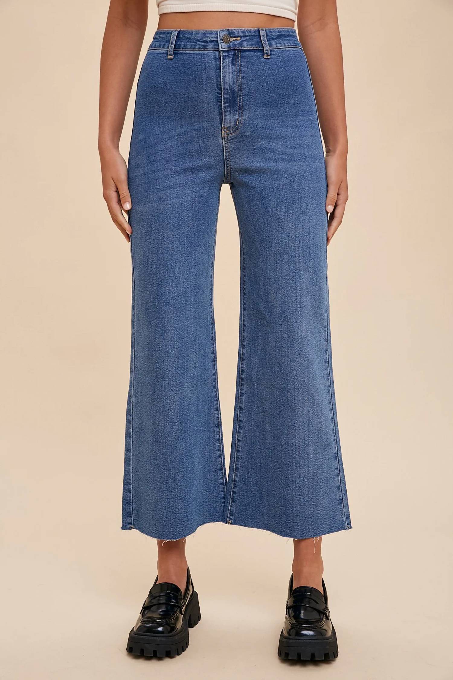 Anniewear - Dylan High Rise Wide Leg Cropped Jeans