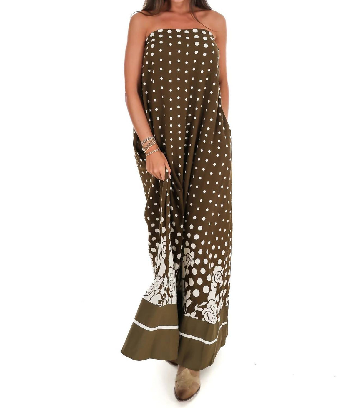 Entro - Everything in Place Strapless Polka Dot Maxi Dress