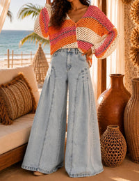 Little Secret Of Mine - Long Sleeve V-neck Colorblock Knit Sweater