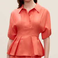 Rebecca Taylor Lena Shine Top in coral - women's blouse