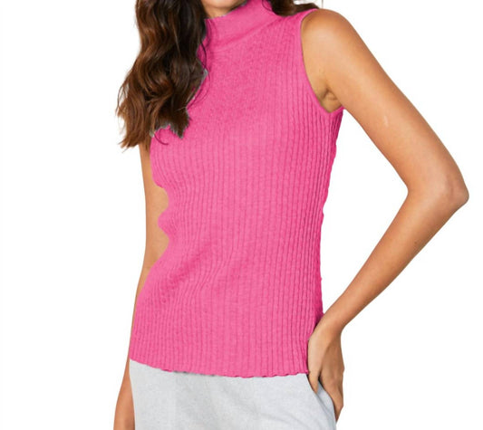 Sleeveless Braided Mock Neck Top