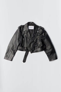 DEADWOOD Dormi Recycled Leather Biker Jacket in black - women's jacket - view 5