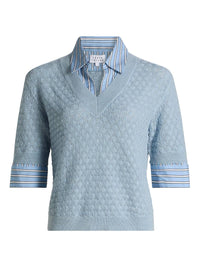 TANYA TAYLOR Esme Pointelle Knit Top in powder blue - women's t-shirt - view 4