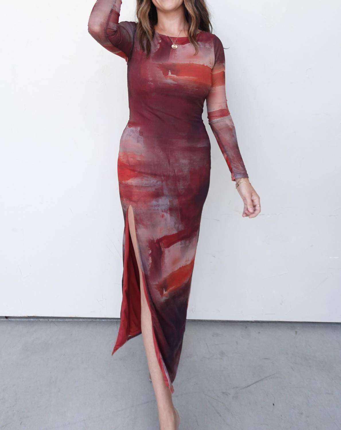 Emory Park - Brushstroke Mesh Midi Dress