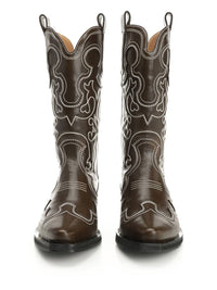 Ganni - Women's Mid Shaft Embroidered Western Boot