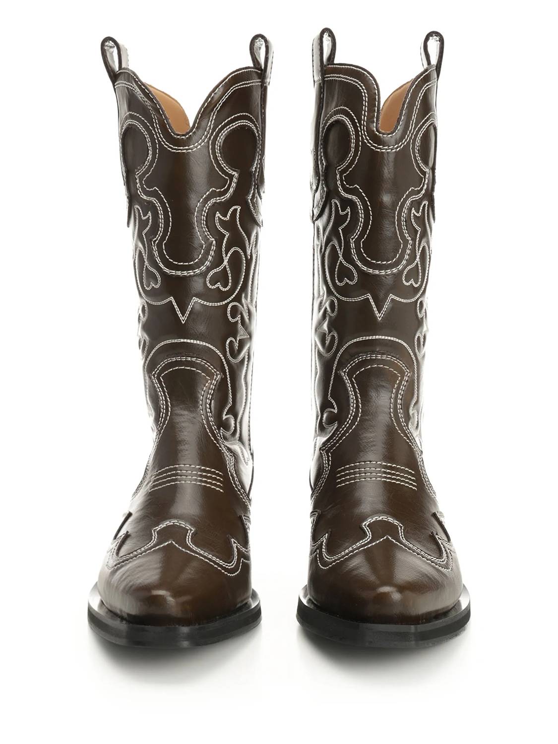 Ganni - Women's Mid Shaft Embroidered Western Boot
