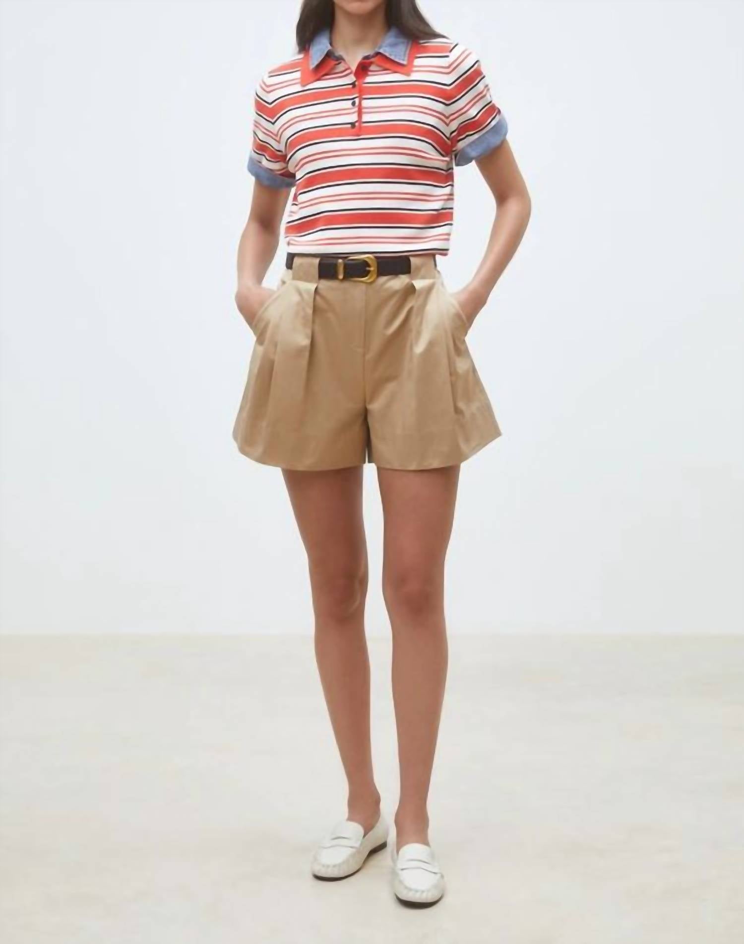 Suncoo - Basil Plain Pleated Shorts