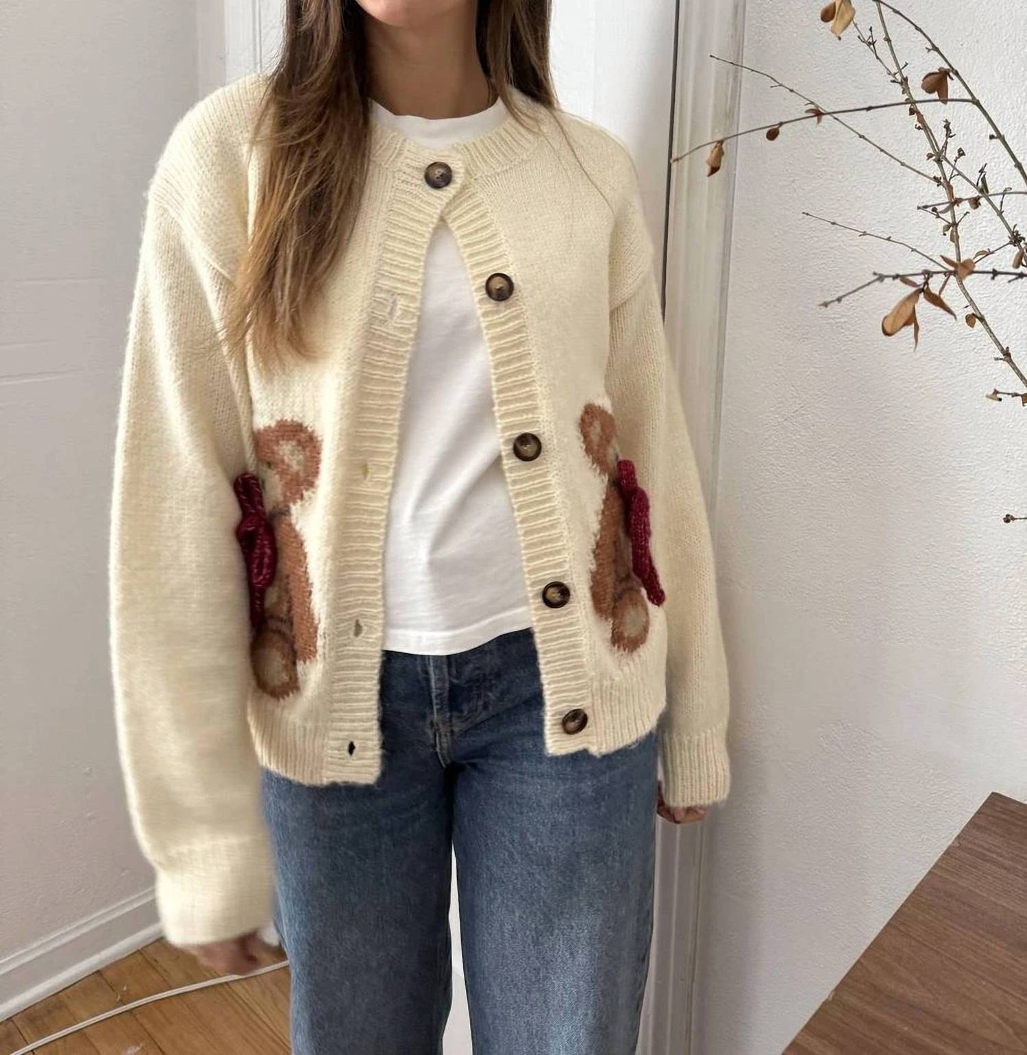 Sofie the Label Teddy Cardigan in cream - women's cardigan