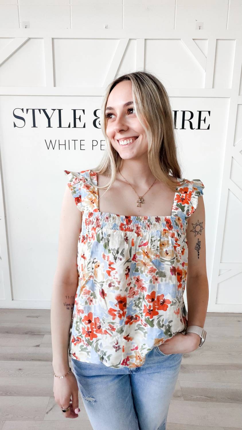 Staccato - Sophie Square Neck Flutter Sleeve Top