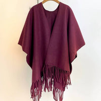 ACCITY Women's Solid Color Thick Cape Scarf in wine 1 - women's scarf
