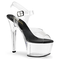 Pleaser Women's Aspire-608 Ankle Strap Sandal in black clear - women's sandal