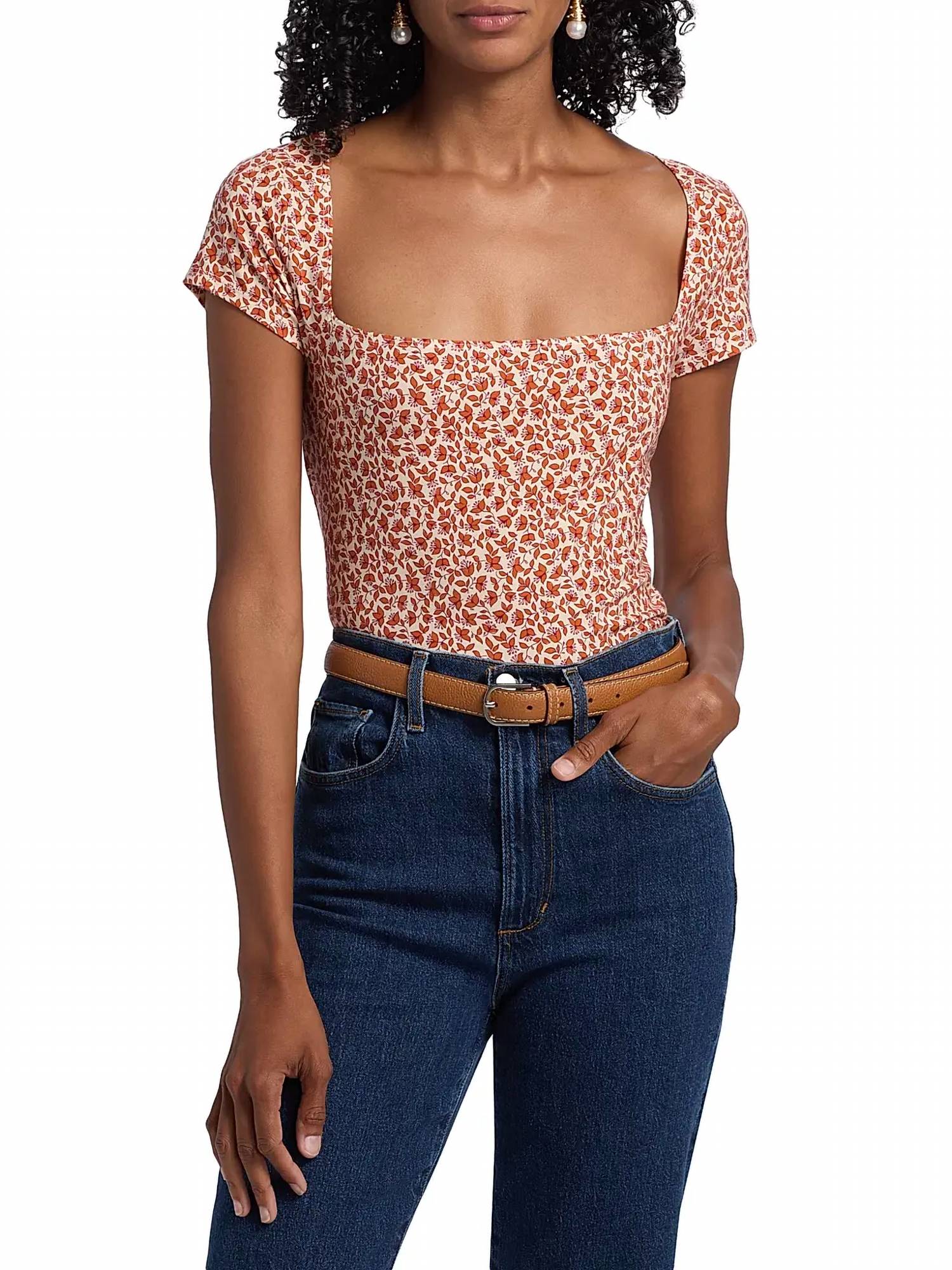 Reformation - Bardot Floral Square Neck Top