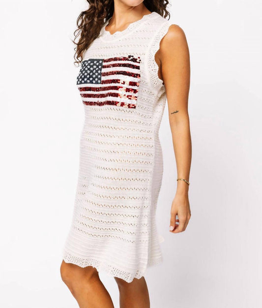 Queen Of Sparkles - Lace Knit American Flag Tank Dress
