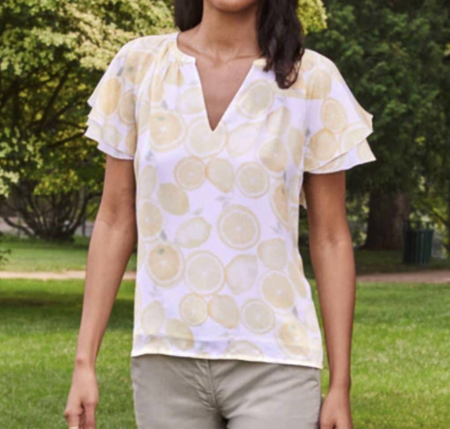 Ecru - Loren Flutter Sleeve Blouse