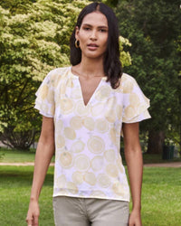 Ecru - Loren Flutter Sleeve Blouse