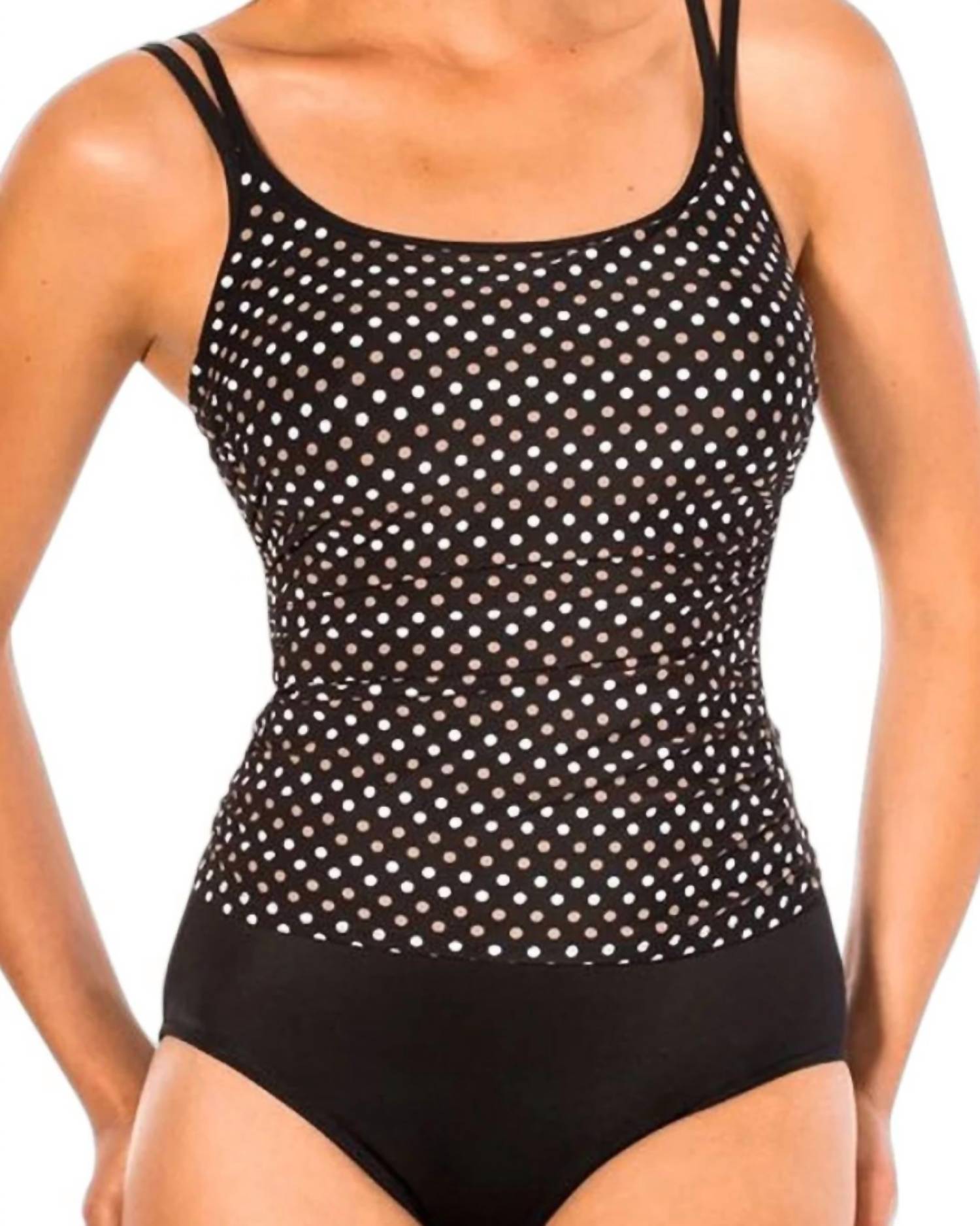 Miraclesuit Fauxkini One Piece Swimsuit in spot on - women's swimwear - detail view