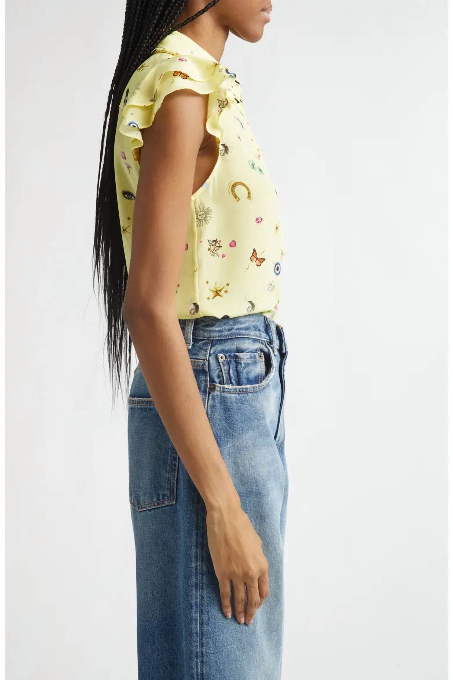 Alice + Olivia - Martel Flutter Sleeve Blouse
