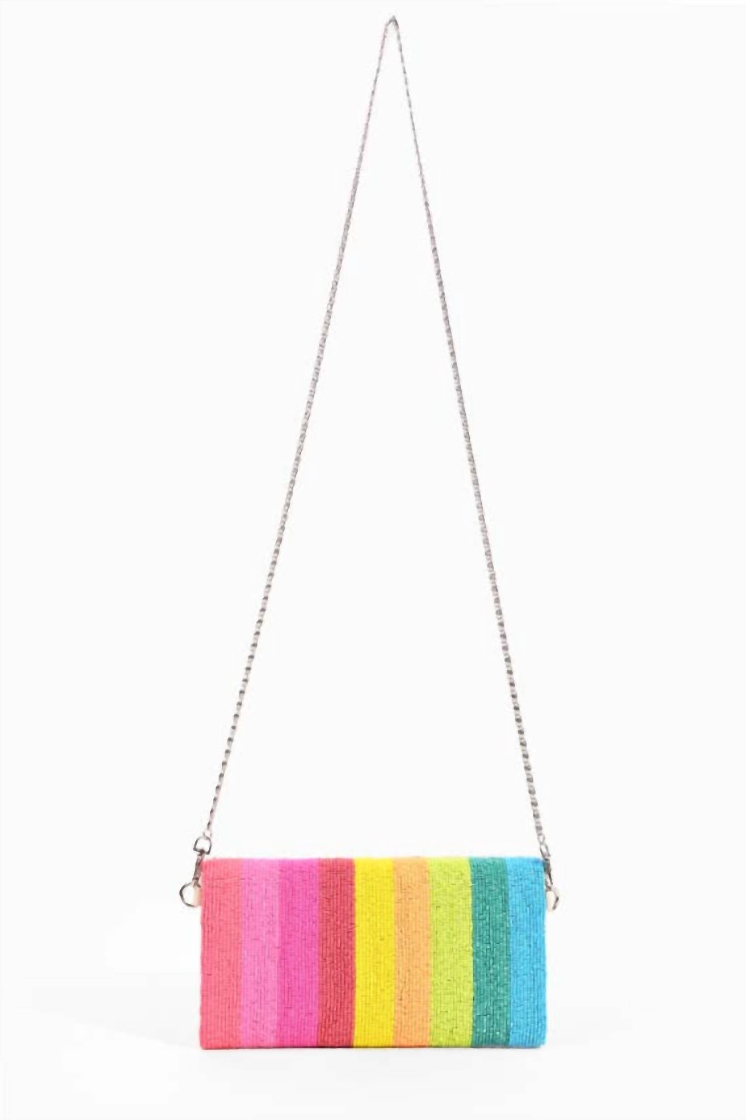 America & Beyond - Women's Rainbow Bee Beaded Clutch