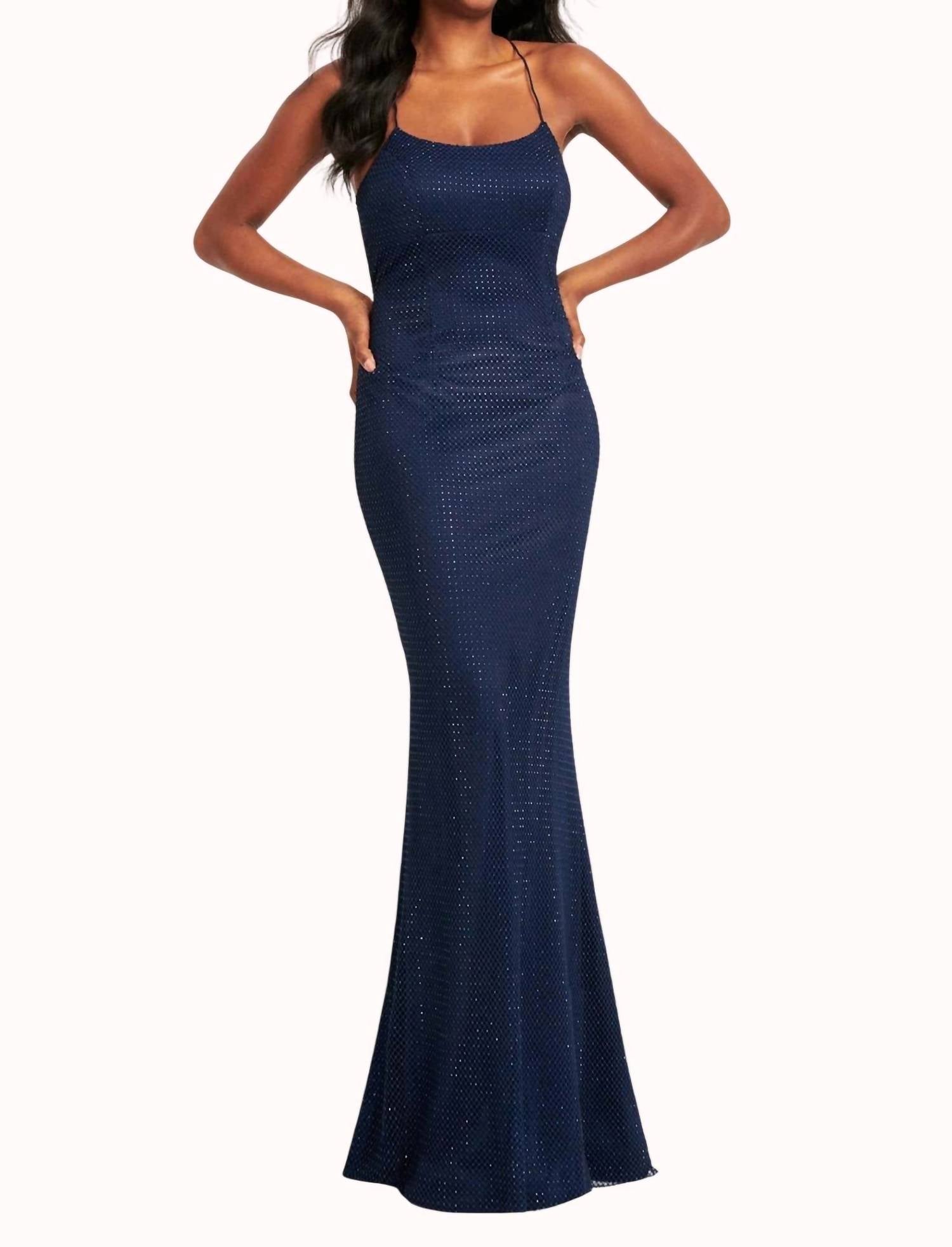 Faviana - Beaded Mesh Open Back Sheath Gown