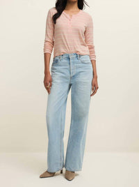 Z Supply Ferris Striped Top in pink - women's long sleeve top