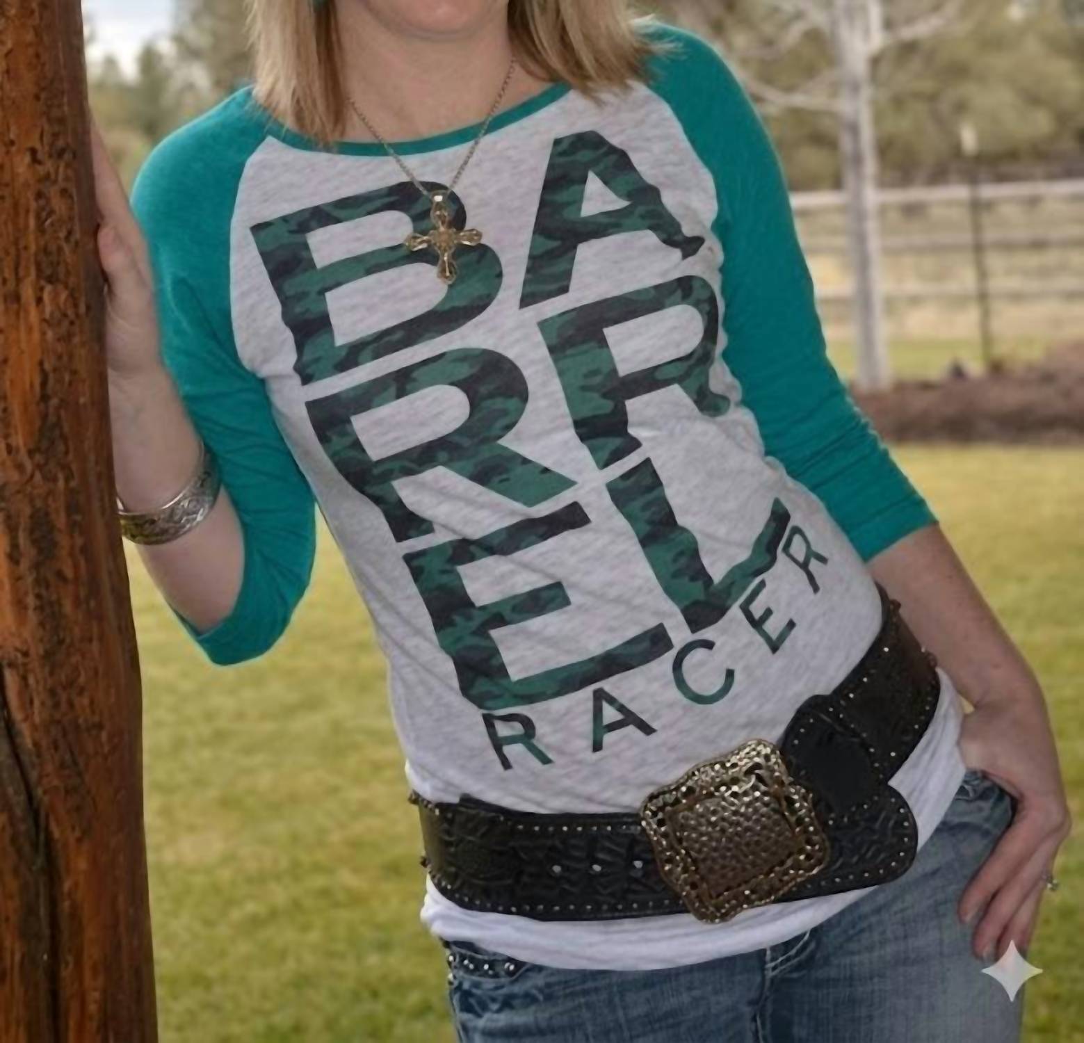 Original Cowgirl Clothing - Barrel Racer Burnout Baseball Tee