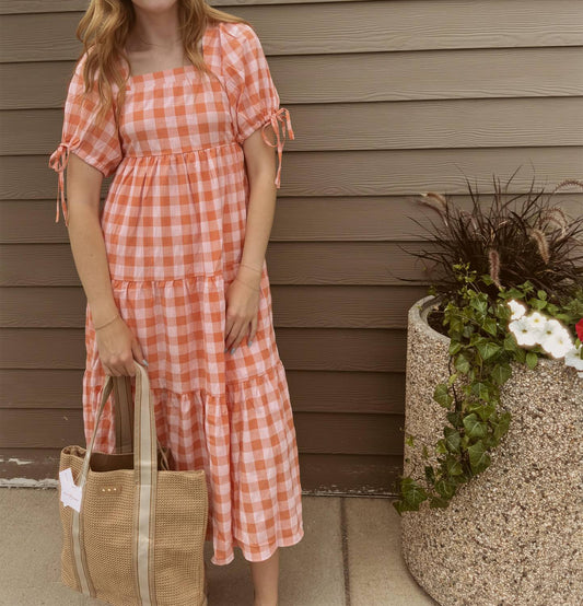 J.Nna - Women's Checkered Charm Tiered Dress