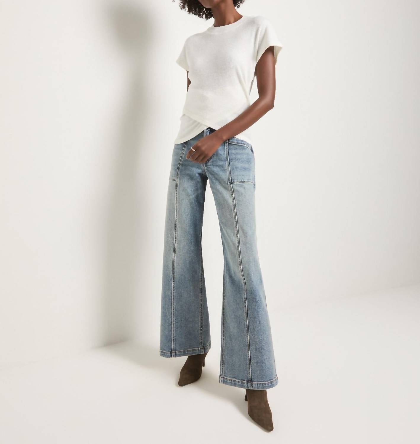 Seventy Eight and Sunny Nora Flare Jean in white water - women's jeans - alternate view