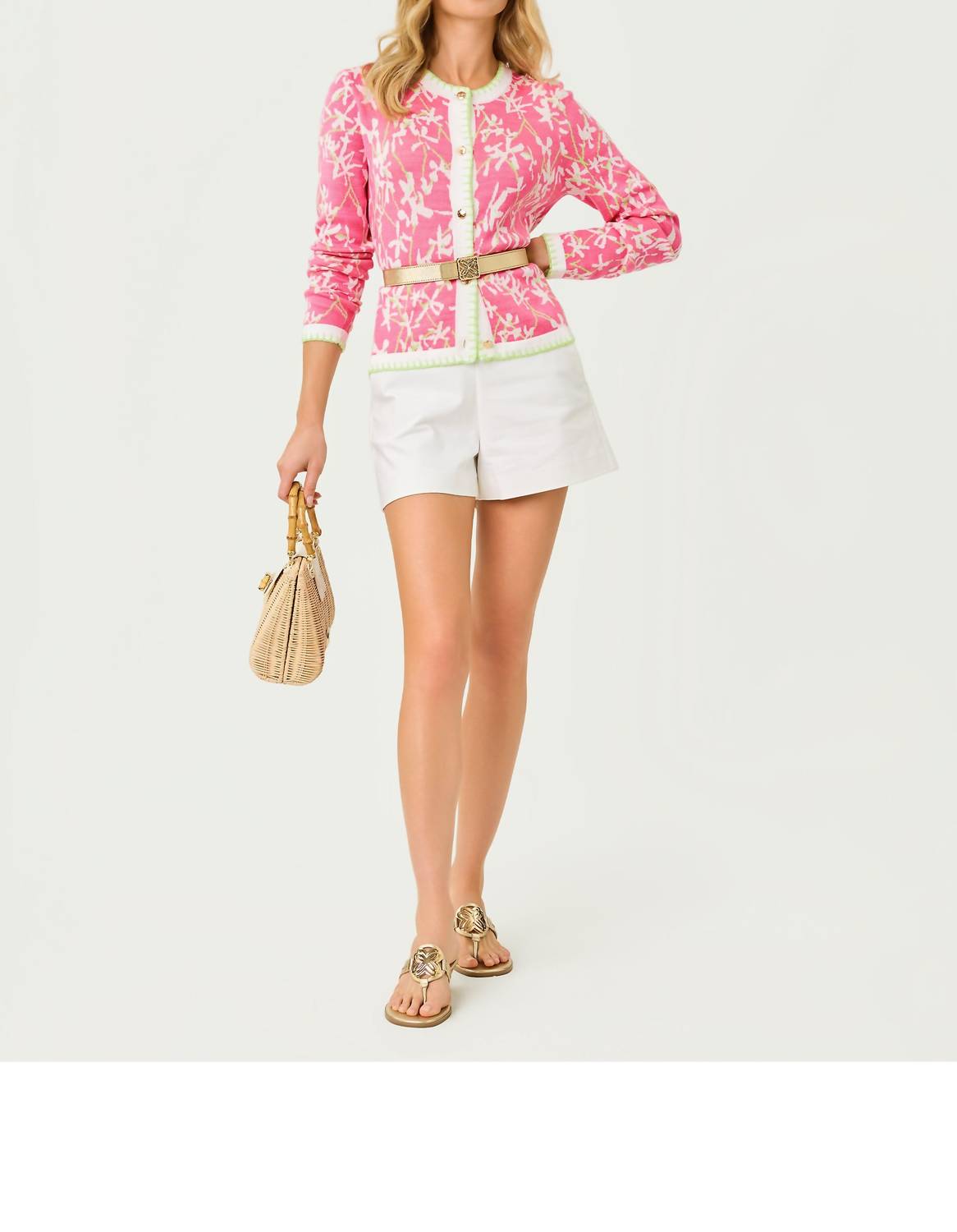 Lilly Pulitzer Manzie Crewneck Cardigan in confetti pink liza jacquard - women's cardigan - view 4
