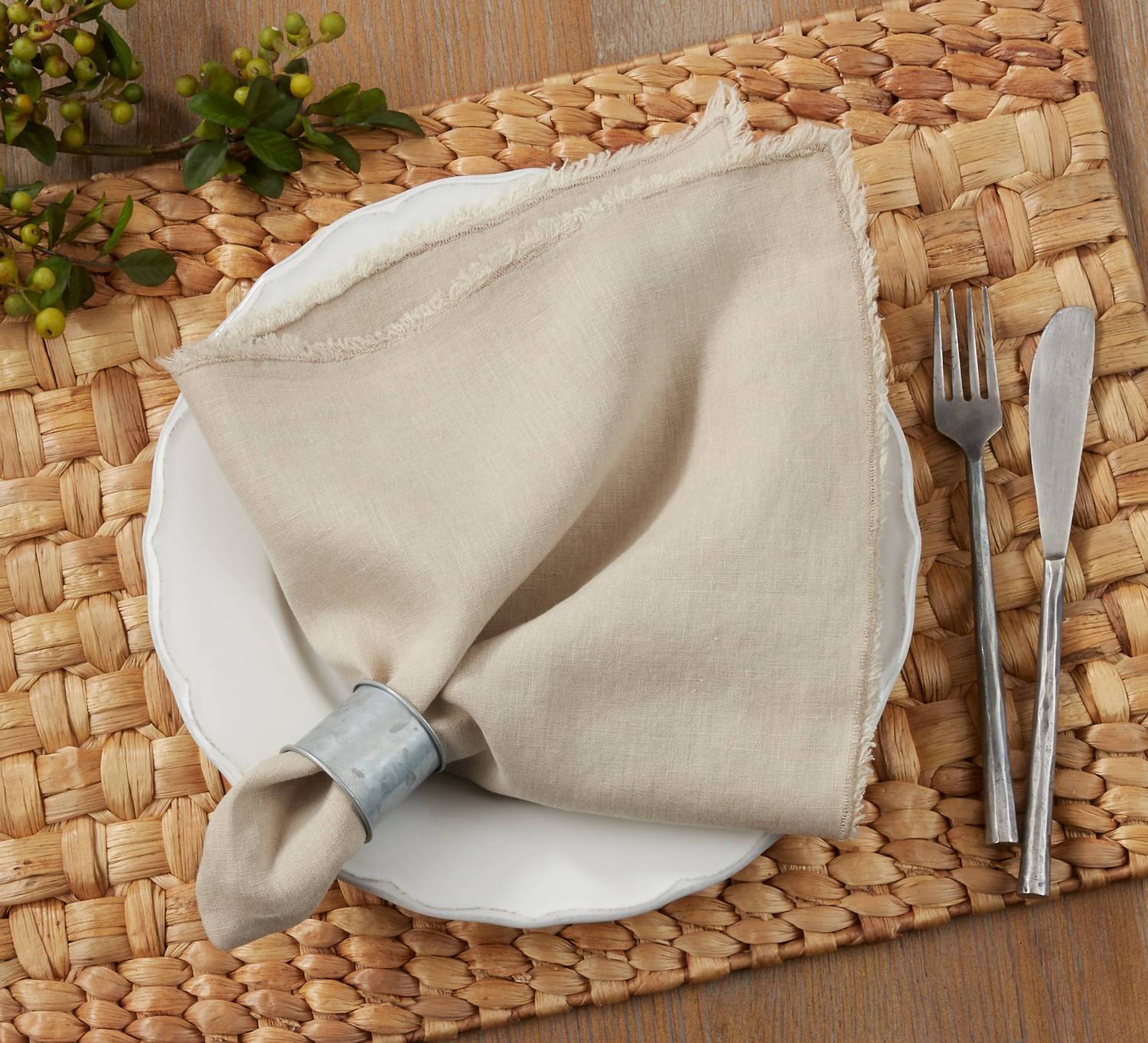 Saro Lifestyle - Fringed Design Washed 20" Napkins - Set Of 4