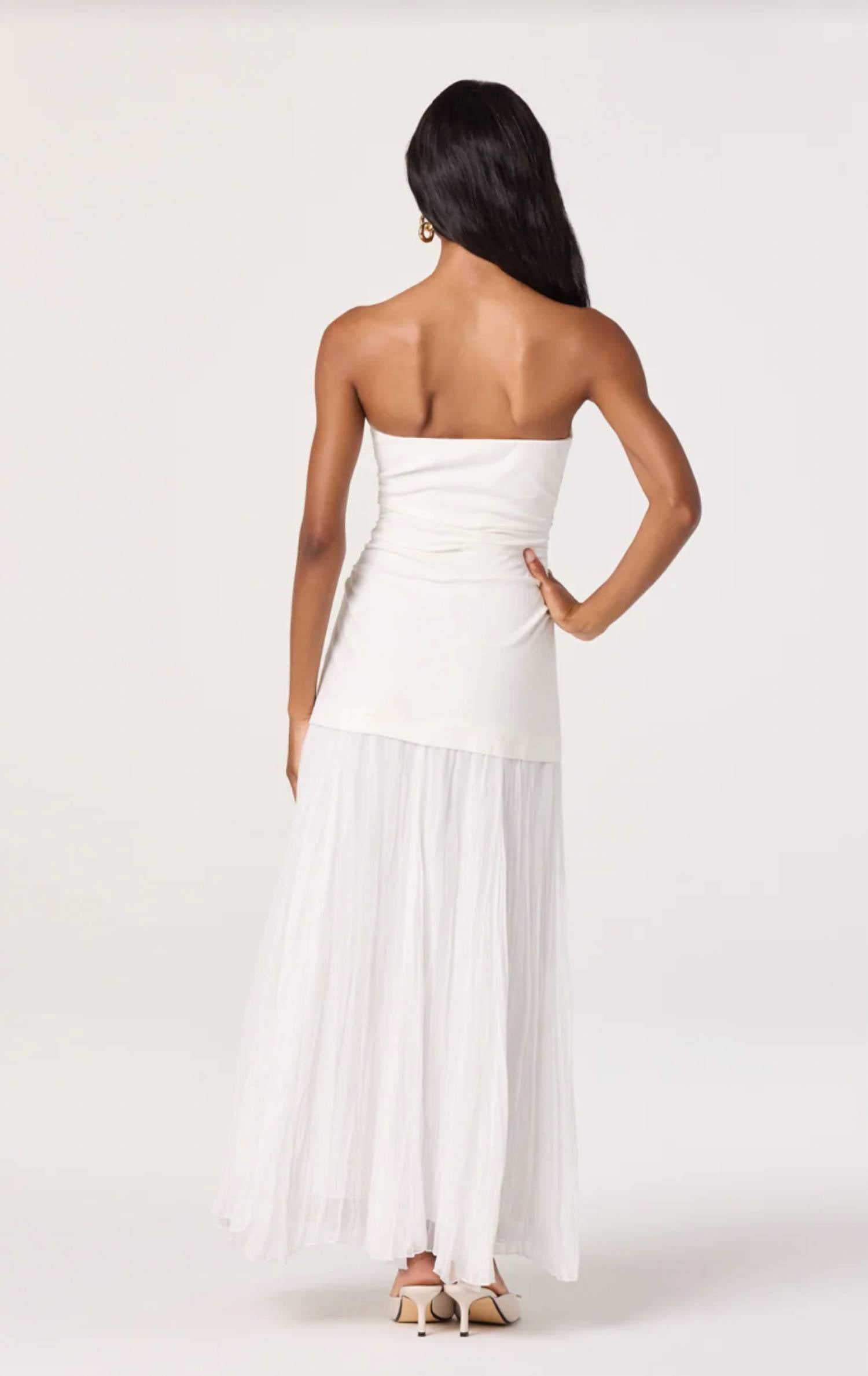 Astr - Yvonne Mixed Media Strapless Maxi Dress