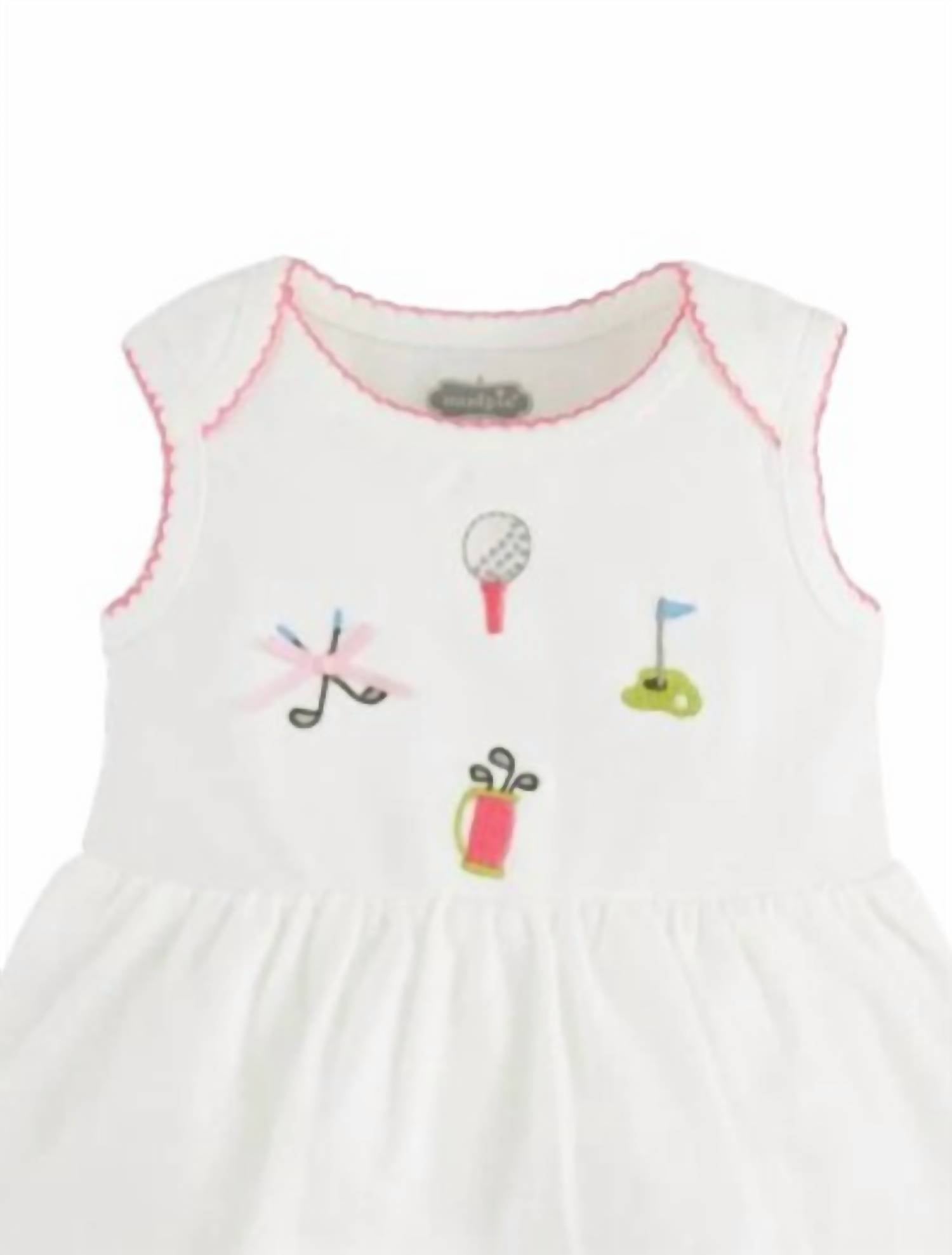 mudpie Kid's Golf Skirted Crawler in white - kids' item - detail view