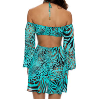 Luli Fama - Animale Long Sleeve Cut Out Short Dress