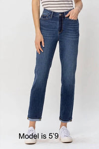 Judy Blue - Women's Meg Cool Denim Cuffed Boyfriend Jeans
