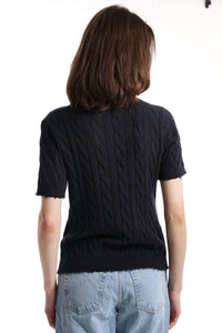 Minnie Rose - Cotton Frayed Cable Tee