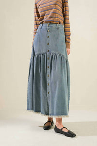 Flying Tomato - The Haven Denim Midi Skirt