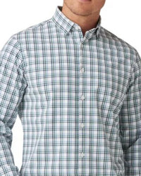 Mizzen + Main Leeward Classic Fit Long Sleeve Dress Shirt in balsam coastal plaid - men's shirt - detail view