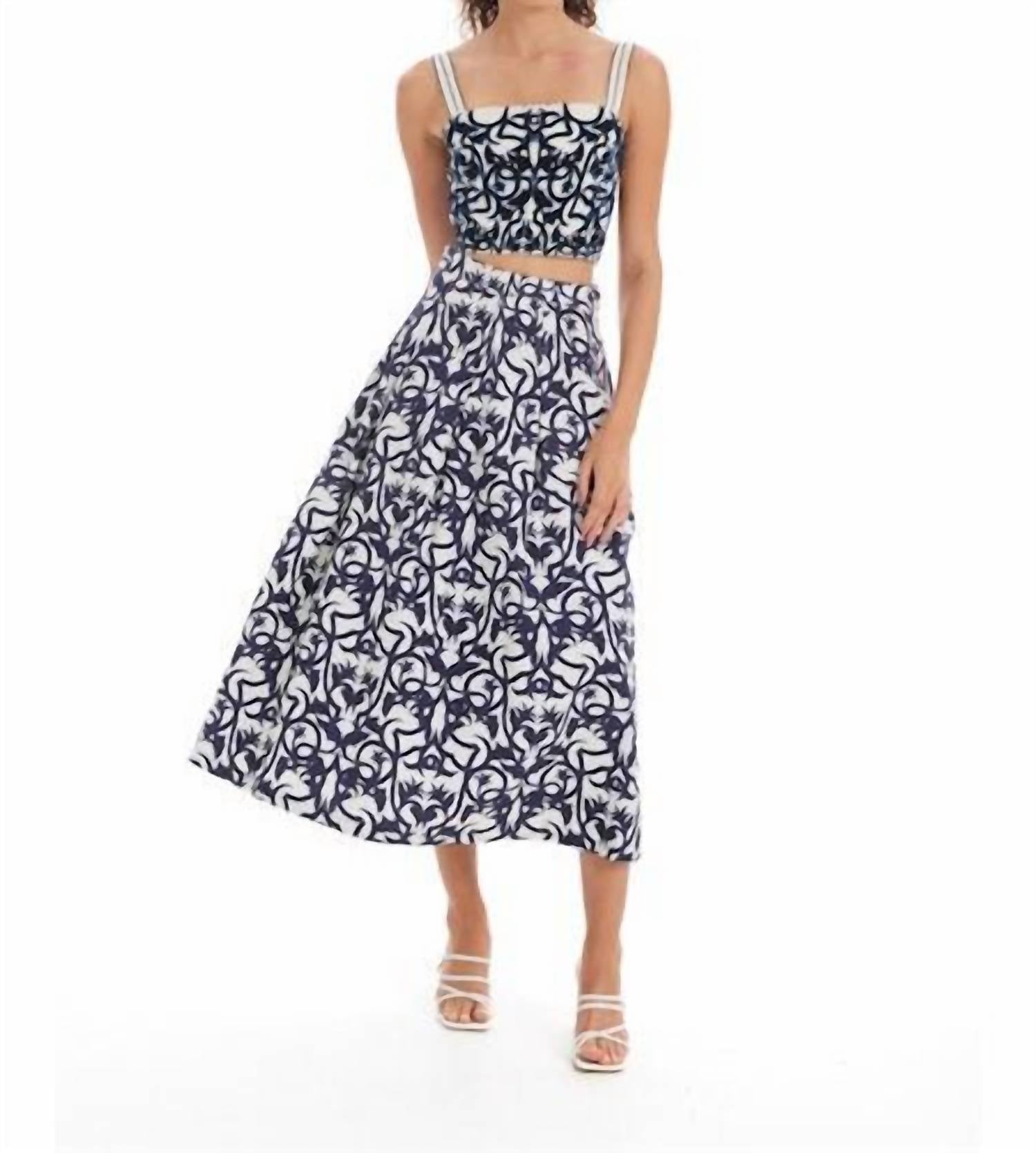 Allison Avery - Mabel Printed Midi Skirt in damask by Allison